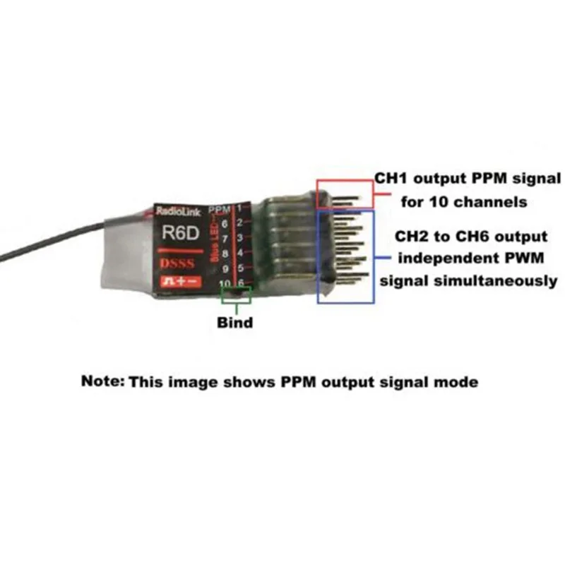 RadioLink R6D Receiver 2 4G 6CH DSSS Dual Mode Output for AT9 AT10 Transmitter