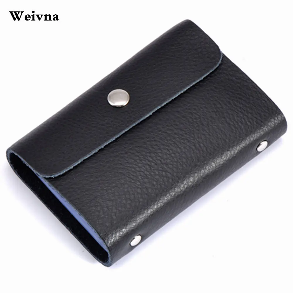Weivna 2017 Solid Color Leather Business Credit Card Holder Men And 