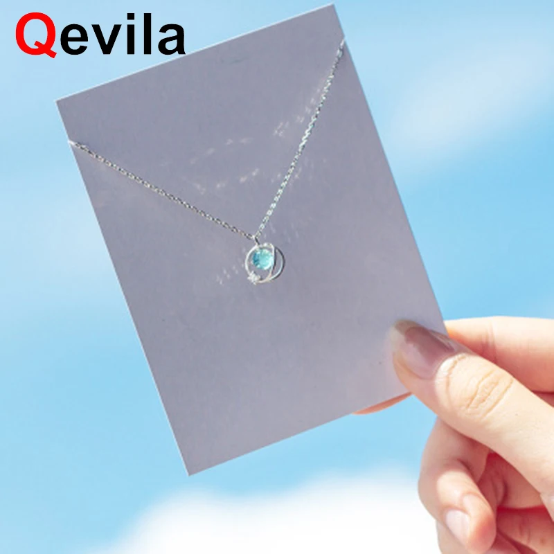 

Qevila aurora starry sky 925 Sterling Silver Necklaces Van Gogh aurora polaris Pearl Pendant Necklaces for women collares chains