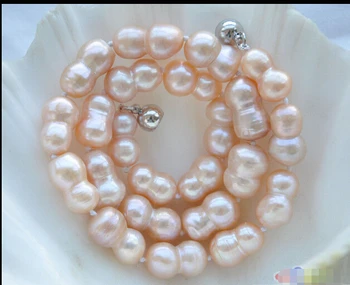 

Free shipping@@@@@ P4087 17" 17mm pink baroque double freshwater pearl necklace