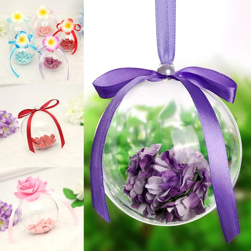 

5PCS Clear Fillable Candy Box Christmas Bauble Xmas Tree Ball Decor