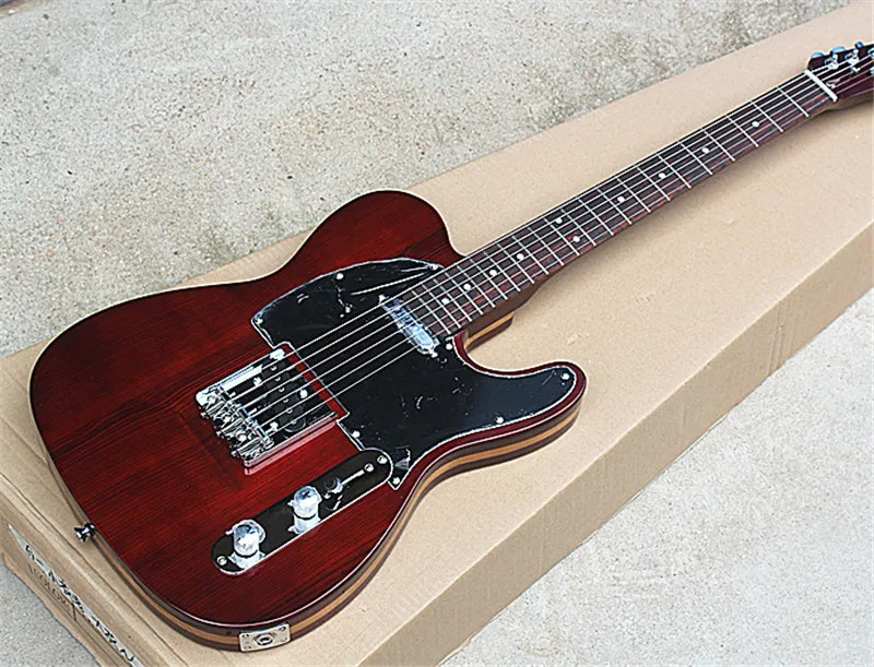 Wholesale Dark Red Electric Guitar with Black Pickguard,Rosewood