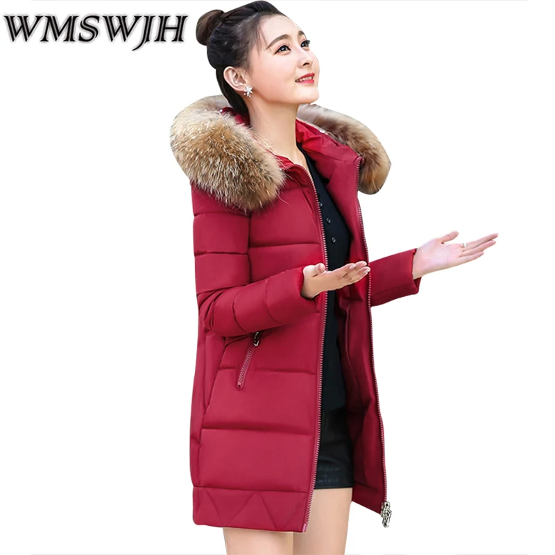 

Large Fur Collar Winter Jacket Coat Women New 2017 Winter Coats Women Parka Long Slim Thick Wadded Jacket Female Outerwear