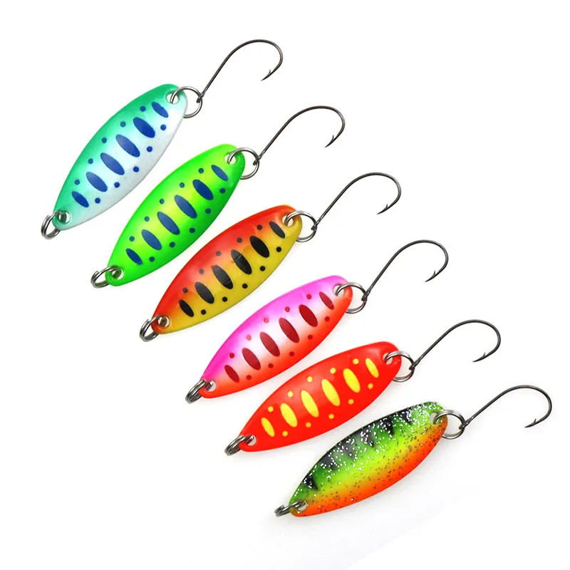 

Fishing Spoons Trout Lures 6 Pcs/lot 3.5g 3.4cm Metal Casting Jig Lures with Single Hook Fishing Lures