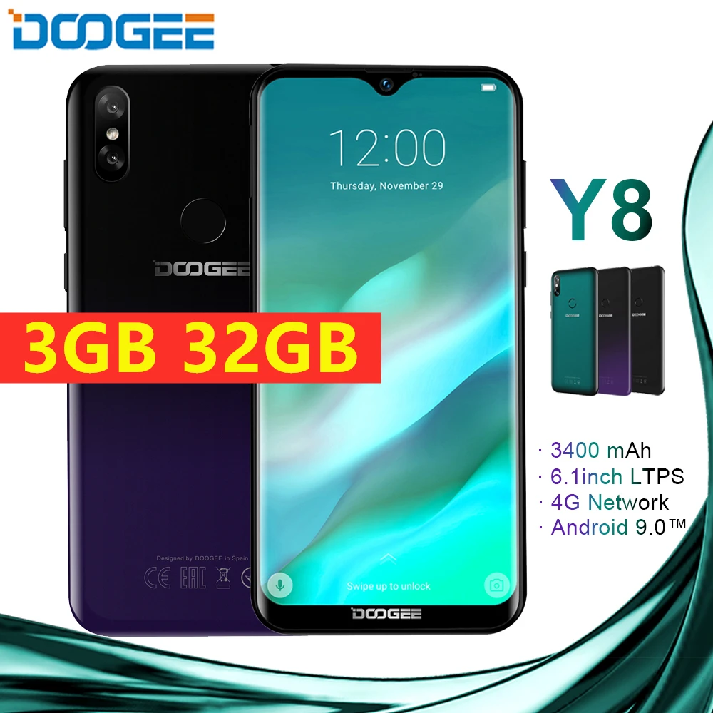Оригинальный DOOGEE Y8 водонепроницаемый экран 6 1 &quotFHD 19:9 смартфон MTK6739 3 ГБ 32 3400 мАч