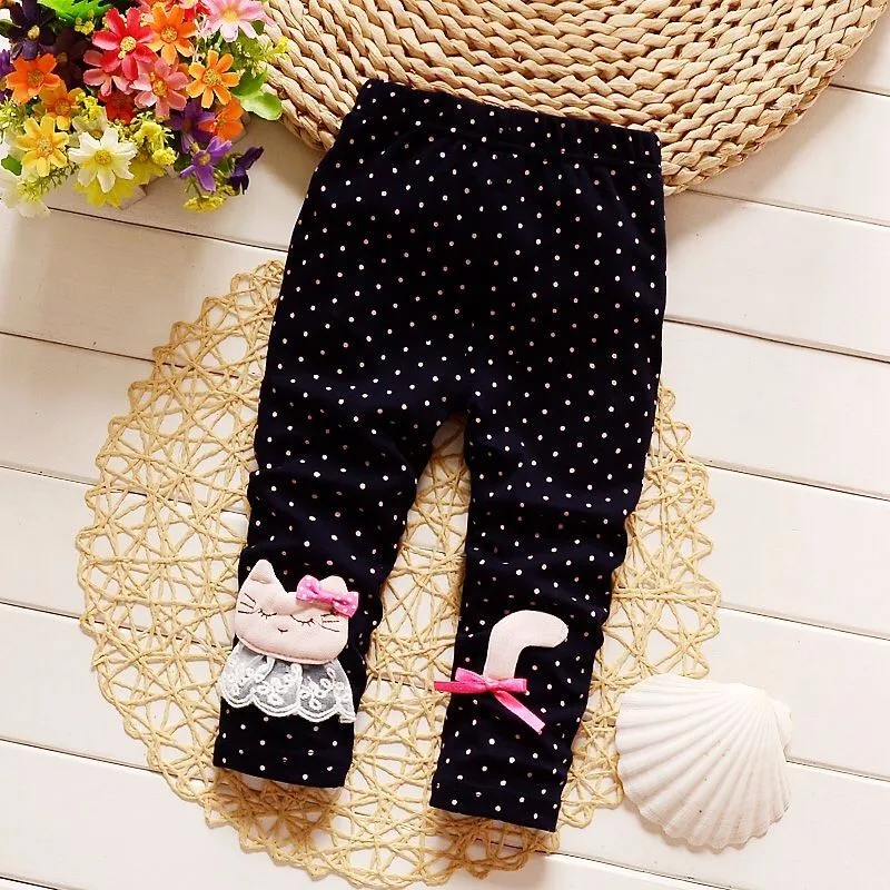 BibiCola Baby Girls Pants Infant Girls Leggings Cartoon Cute Cat Kids