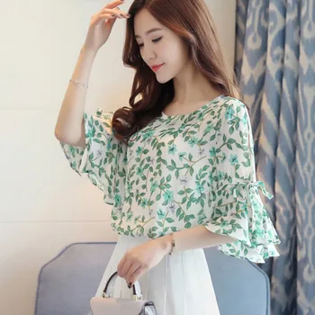 

Fashion Women Chiffon Blouses Ladies Floral Print Feminine Shirts Long Sleeve Blusas Femme Plus Size Tops Female