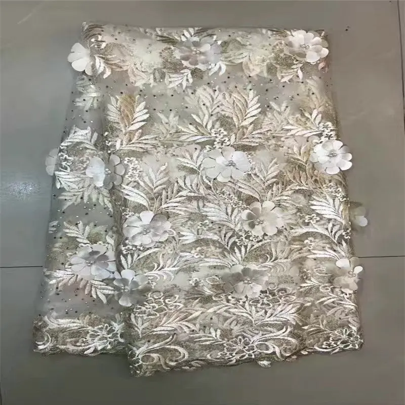 Tulle Fabric Lace High Quality Latest African Laces 2017 With Beads Nigerian French Net For Party Fabrics mesh | Дом и сад