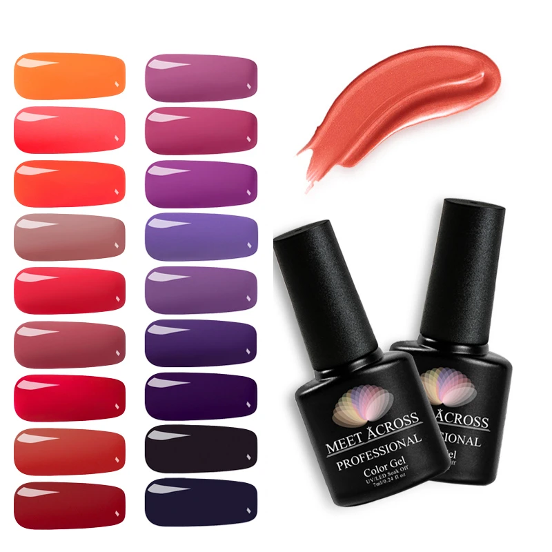

MEET ACROSS 7ml Nail Polish Color UV Gel Lak Lacquer Vernis Semi Permanent Hybrid Nail Art Manicure Pure Color Coat 148 Colors