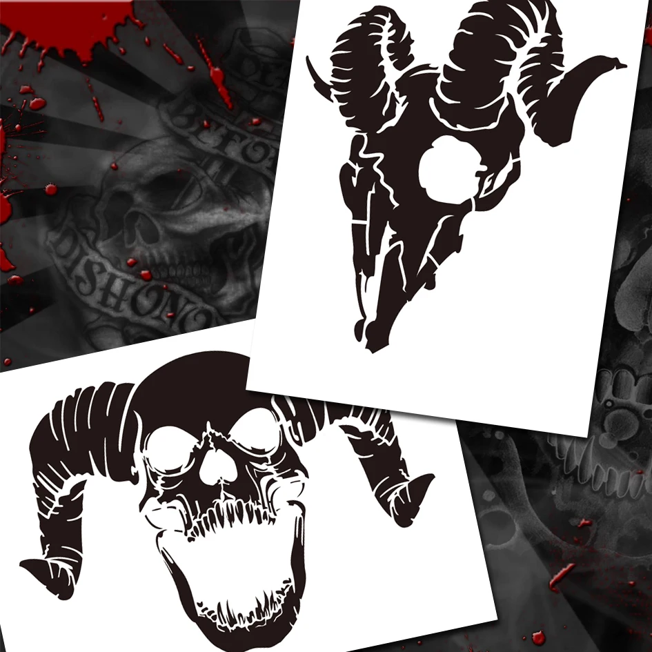 Colopaint Airbrush Stensil Template BPS 002 Hewan Tengkorak Tumpukan