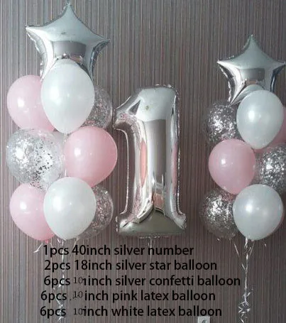 1 комплект воздушные шары на день рождения цифра 1 гелиевые фольгированные шары для мальчиков и девочек от 1 года до 1 года детские вечерние украшения - Цвет: Светло-серый