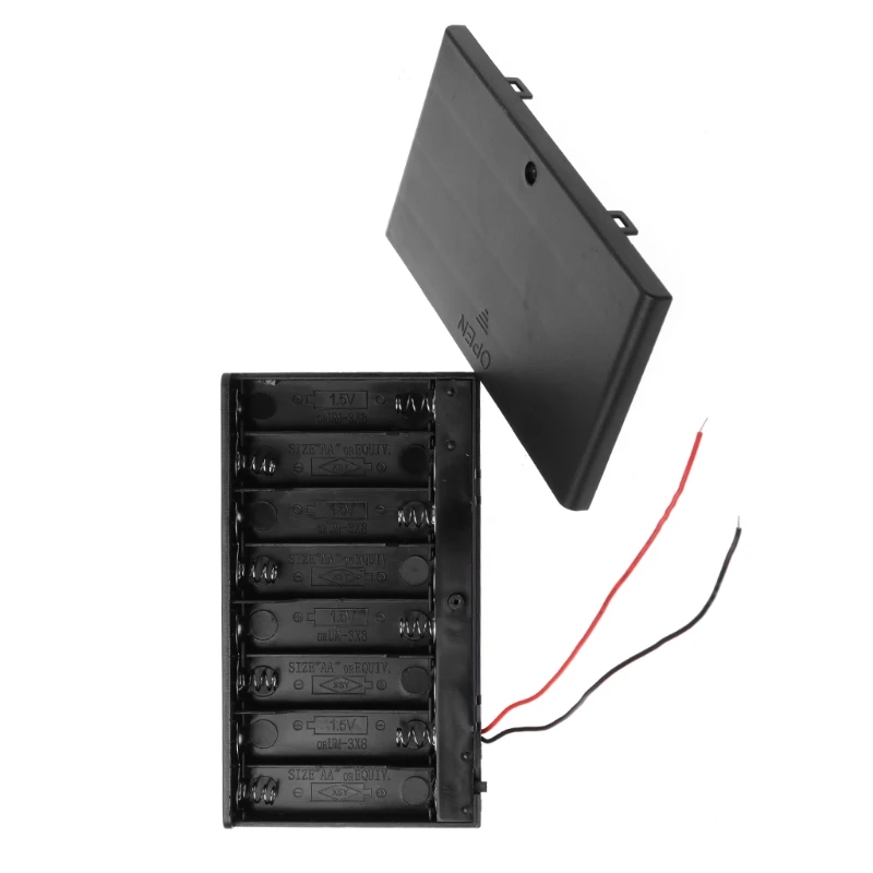OOTDTY New DIY Box Holder Case With Cover ON/OFF Switch Wire For 8x 1.5V AA Battery DC 12V 2018 High Quality |