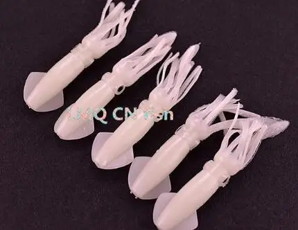 

5Pcs Soft Squid Lures Glow Soft Fishing Octopus Squid Skirts Paillette Lures Tackle Luminous Bait 10cm 8g