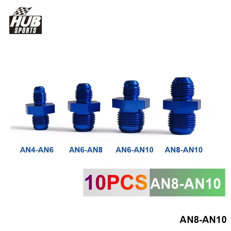 Hubsports - Hose End Fitting/ Oil cooler fitting  AN8-AN10 for BRAIDED HOSE FUEL OIL WATER (blue,H Q) FITTING HU-AN8-AN10