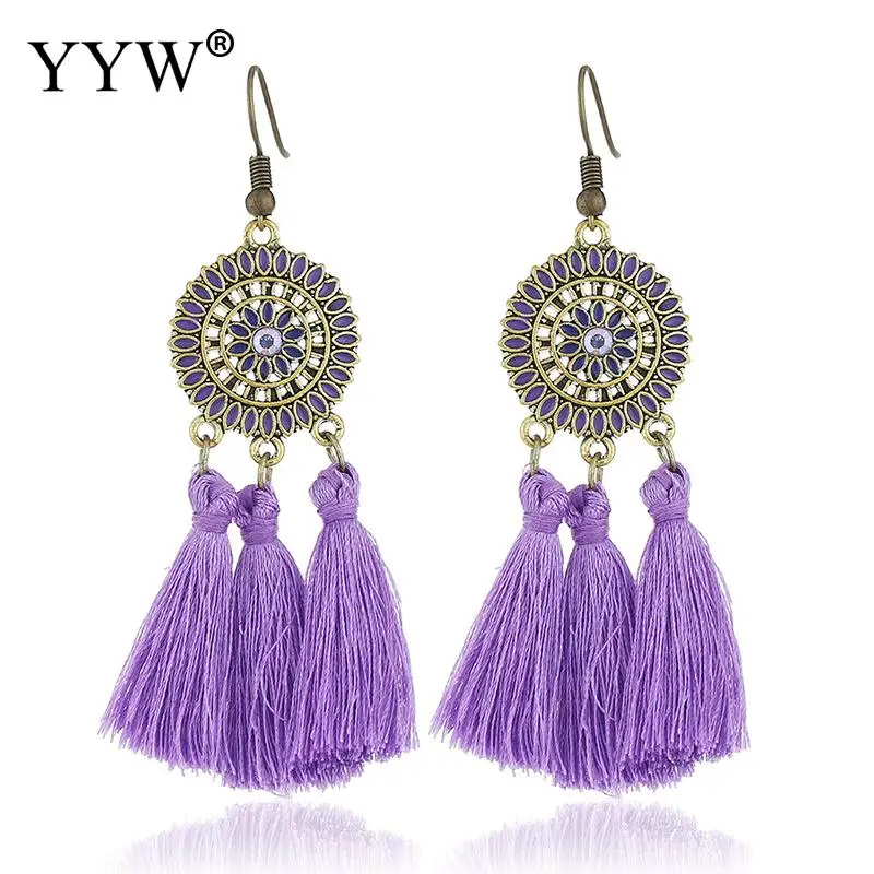 Ethnic Big Drop Earrings Tassel Earrings for Women Bohemia Fashion
