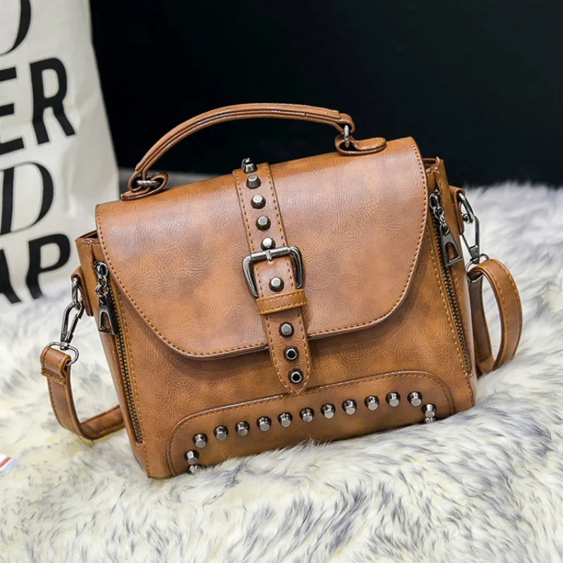 Дизайнерский бренд 2018, новая мода маленькая сумка через плечо курьерские сумки дамы PU кожаные кошельки заклепки для женщин клатч Сумки