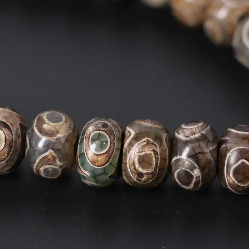 Brown&Green Vintag Crack Tibetan Onxy Eyes Dzi Rondelle Abacus Spacer Beads Wholesale,DIY Bracelet Jewelry Making,2Strands/Lot