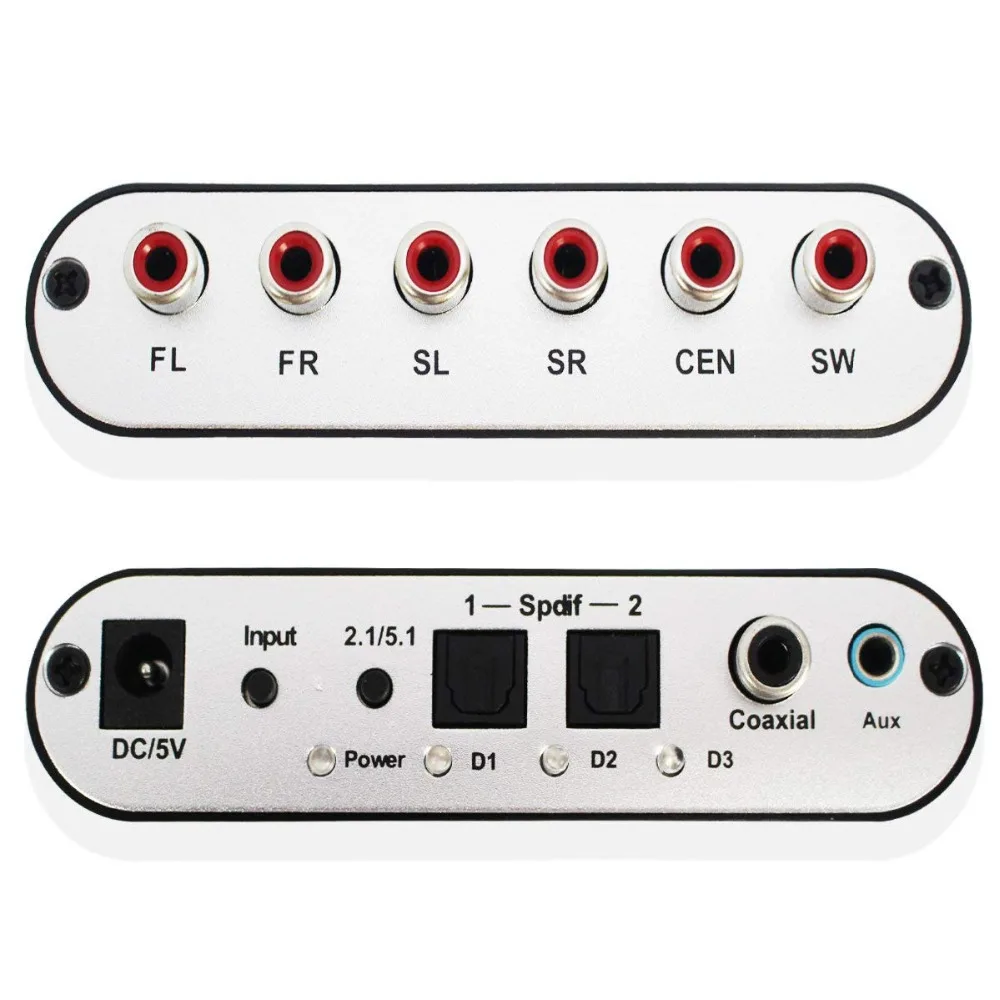 SGEYR 5.1Digital Audio DTS/AC-3 to 5.1 Analog Decoder Converter RCA Output Adapter Surround Audio Decoder SGEYR 5.1Digital Audio DTS/AC-3 to 5.1 Analog Decoder Converter RCA Output Adapter Surround Audio Decoder