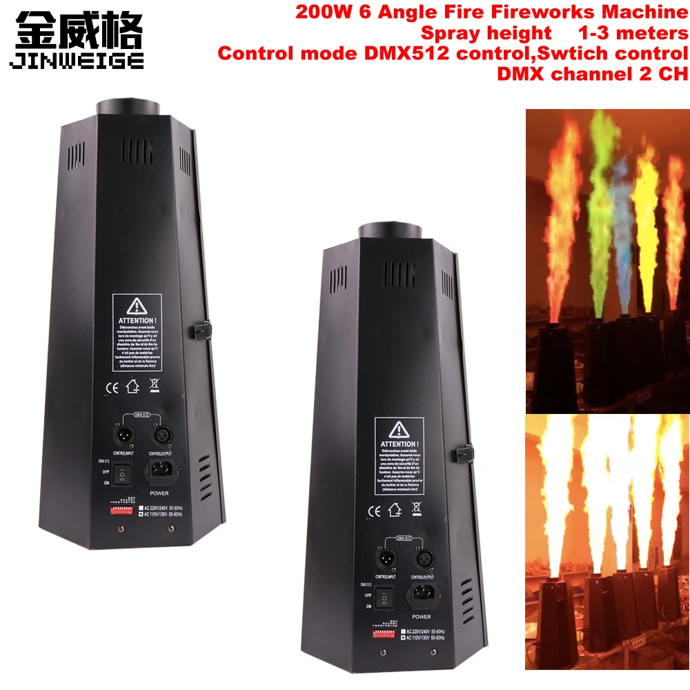 Free Shipping 2pcs/Lot 200W 6 Angle DMX Fire Fireworks Machine 6 Corner