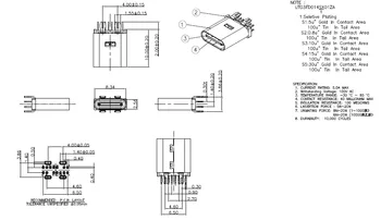 

5 pcs USB 3.1 Type C Connector 14 Pin Female Socket receptacle Through Holes PCB 180 Vertical Shield USB-C