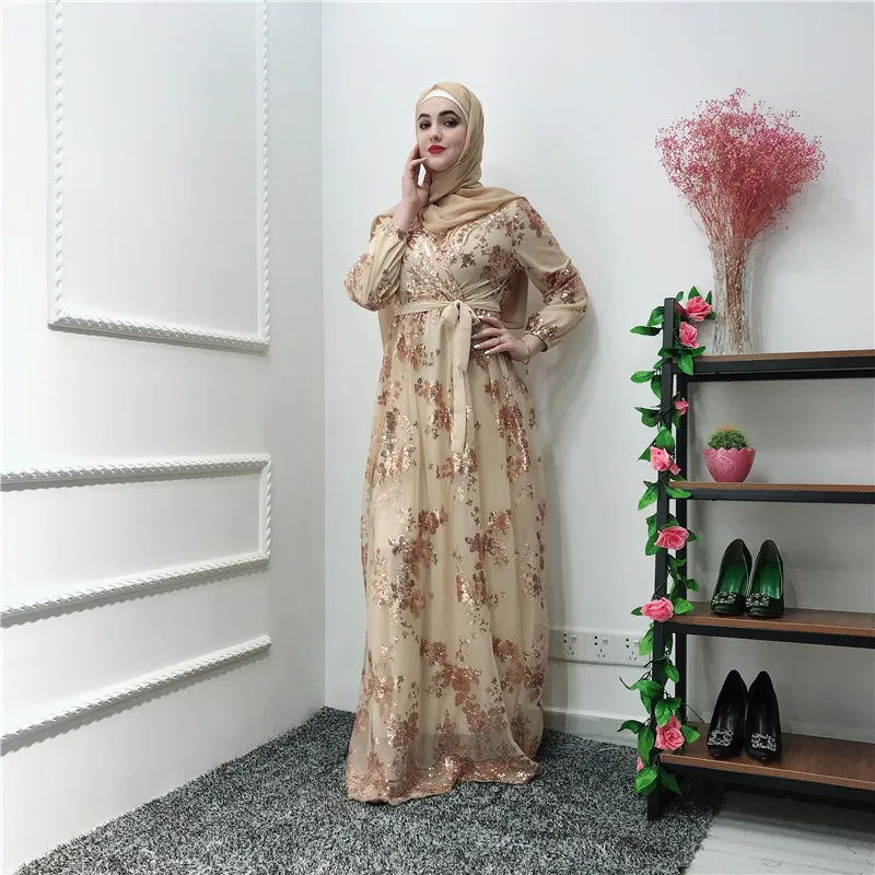 Роскошные мусульманские кружевные вышитые бронзовые abaya Полные платья кардиган KimonoLong халаты Jubah Ближний Восток Eid Рамадан исламский