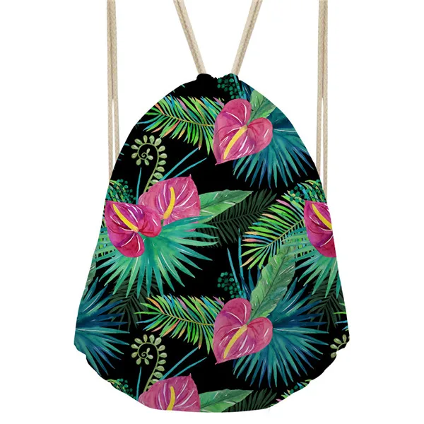 Noisy Designs Tropical Plants Leaves Printed Backpack Women Girls New Drawstring Bag Casual Travel Feminine Backpacks