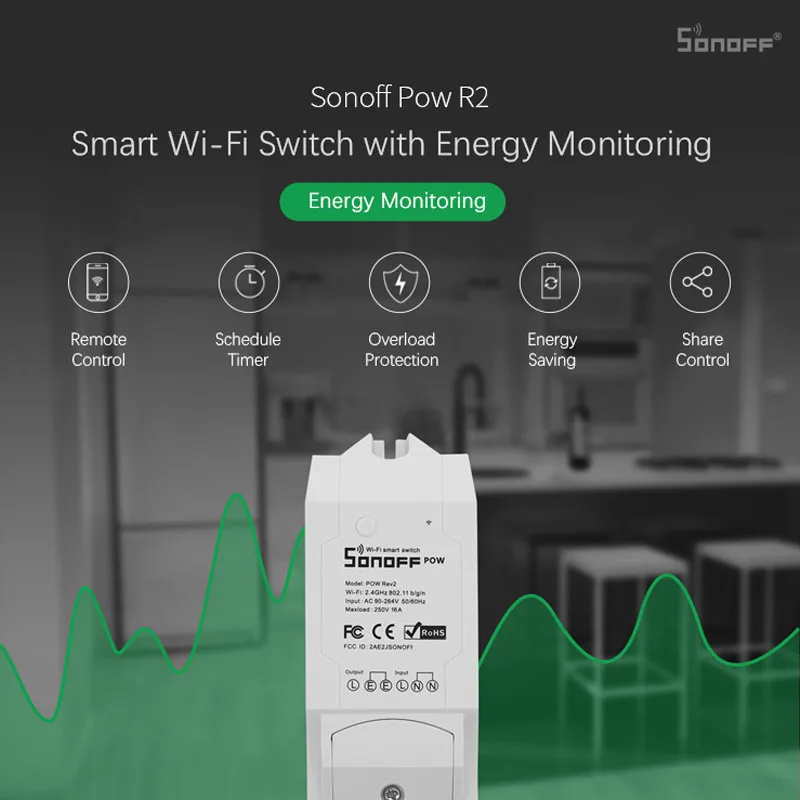 1-5 шт. Sonoff Pow R2 WiFi беспроводной переключатель ВКЛ/ВЫКЛ умный дом с функцией измерения энергопотребления в реальном времени прибор дистанционного управления