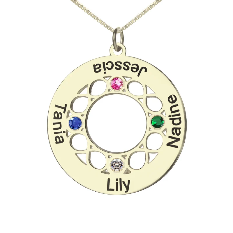 Ожерелье с гравировкой Infinity Circle ожерелье зодиакальным камнем из серебра|necklace