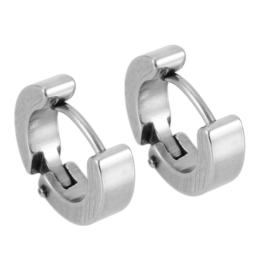 2pcs Blue/Black/Silver/Gold Hoop Earrings For Women Punk Style Men Huggie Hoop Earring Stainless Steel Earrings Hoop Jewelry