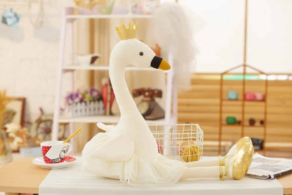 1 шт. 35 см Лебедь плюшевые игрушки, Забавные куклы Фламинго плюшевая игрушка-животное кукла балет Лебедь с короной для маленьких детей