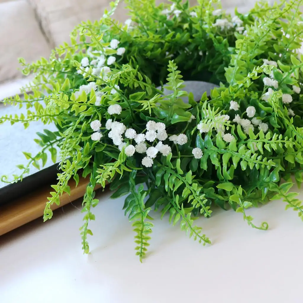 Artificial Gypsophila Flower Wreaths Garland on Twig Base Wall Door Decor Wedding Christmas Party Flower Arrangement