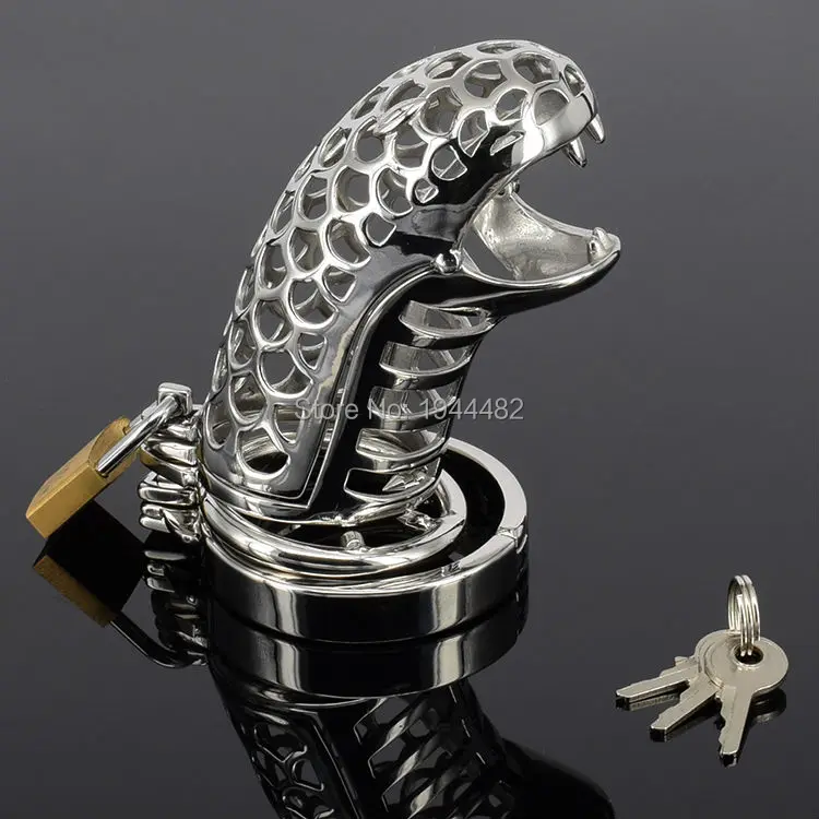SODANDY Snake-shaped Chastity Device Steel Chastity Spikes Metal Cock Cage Chastity Belt Penis Ring Lock Cock Sex Toys Bondage