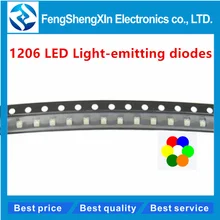 100pcs/lot 1206 LED Highlighting SMD LED light-emitting diodes RED White yellow blue green orange