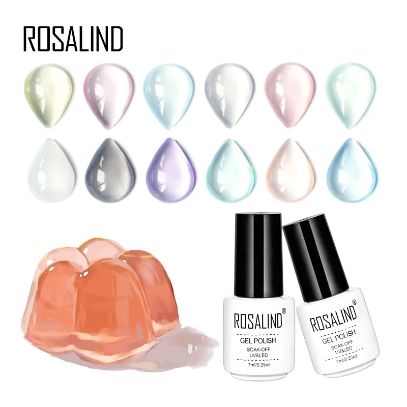 

ROSALIND 7ML Jelly Color Gel Nail Polish Design Of Nail Gel Varnish For Extension Nail Art UV&LED Gel Lacquer Manicure 1PCS