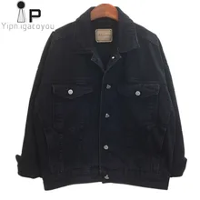 Весенняя черная джинсовая женская куртка, Женская винтажная повседневная короткая джинсовая куртка больших размеров, новые женские Пальто Harajuku Basics