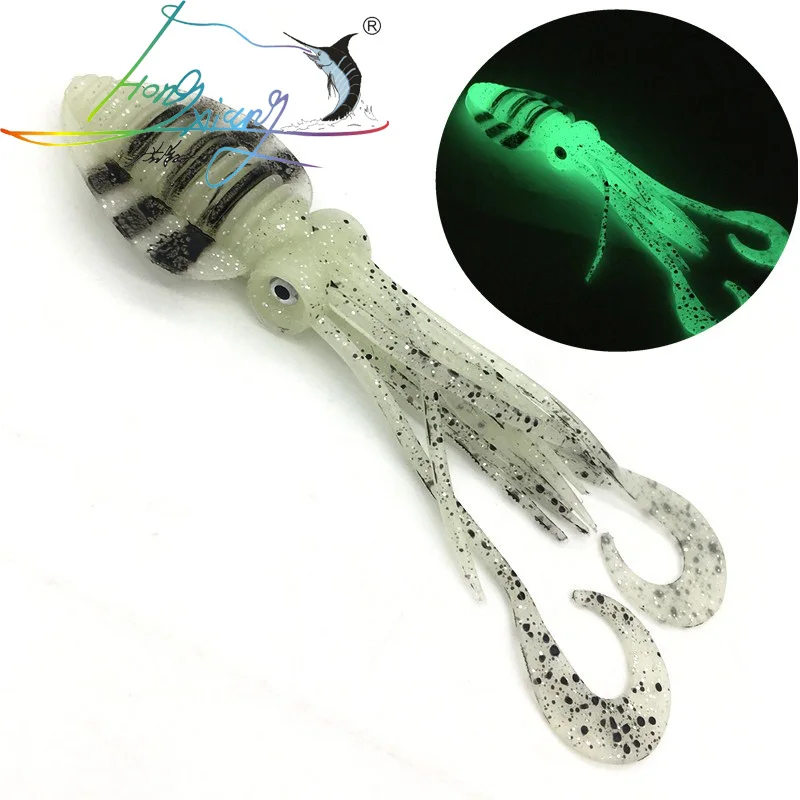 12cm/15cm/18cm Fishing Soft Lure Luminous/UV Squid Jig Fishing Tuna Lures Octopus Skirts Sea Fishing Wobbler Bait Lure Leurre - Цвет: E