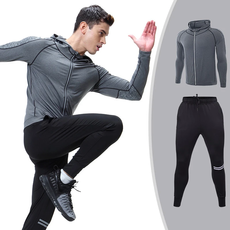 Chándal deportivo 2 piezas para hombre, ropa deportiva para correr, traje de Fitness, chándales, conjuntos de ejercicio|Conjuntos para running| -