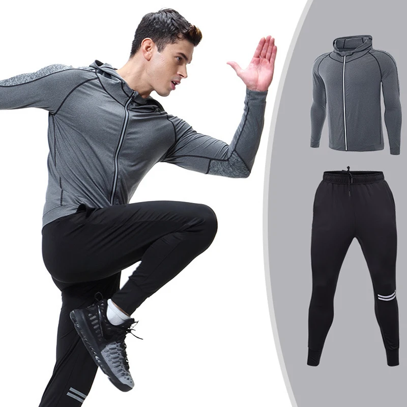 

Mens Sportswear 2pieces tracksuits Running Clothes Fitness Suit Active Suit Tracksuits Mans Sports Costumes Exercise Sets Mens