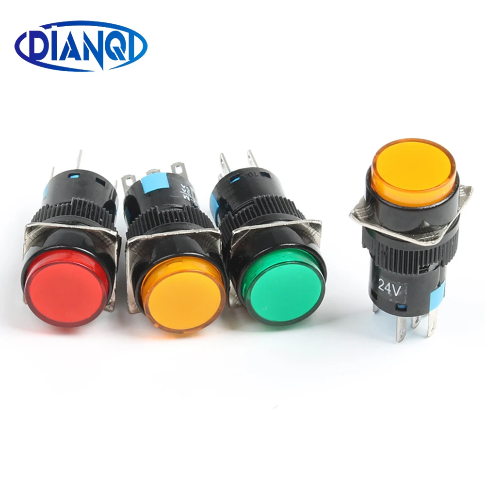 

16MM 1NO1NC/2NO2NC Latching/Momentary plastic push button switch Round pilot lamp Indicator light with LED for car