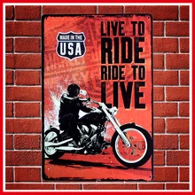 Новые винтажные жить, чтобы ездить на мотоциклах металлические знаки домашний винтажный Декор жестяная барная вывеска винтажные декоративные тарелки декоративное настенное украшение из металла горячее