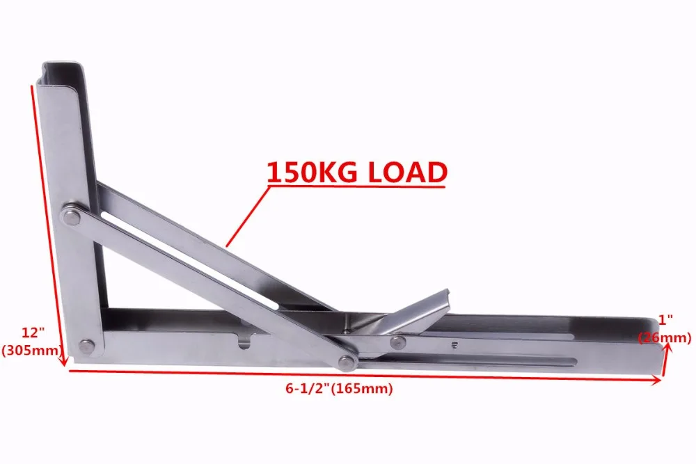 2X тяжелых полированной нержавеющей Складная полка скамья стол Полка или кронштейн 11"