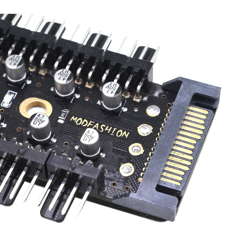 TISHRIC Newest 1 to 10 Sata Molex Cooler Cooling Fan Hub Splitter Cable PWM 12V With Led Power Supply Adapter For Mining