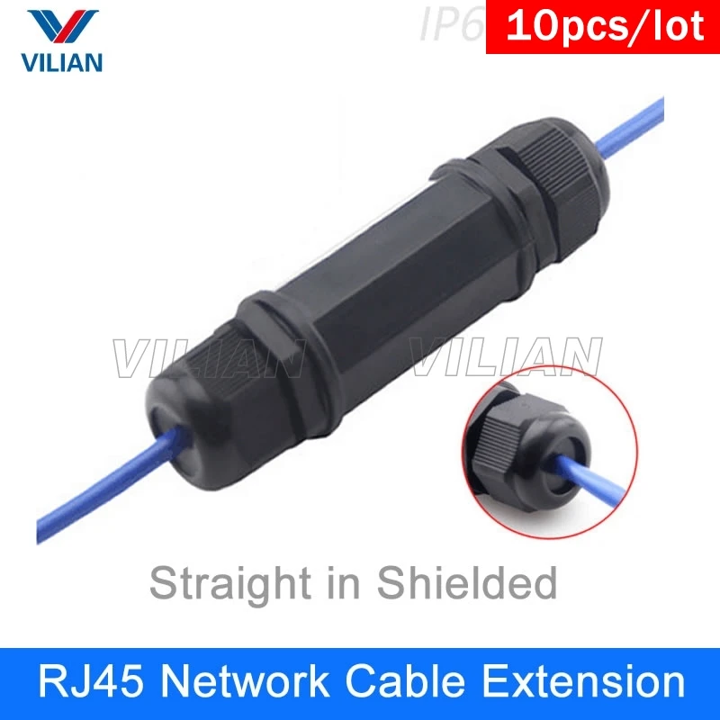 Водонепроницаемый металлический удлинитель RJ45 Сетевой стыковое соединение Прямой интерфейс 10