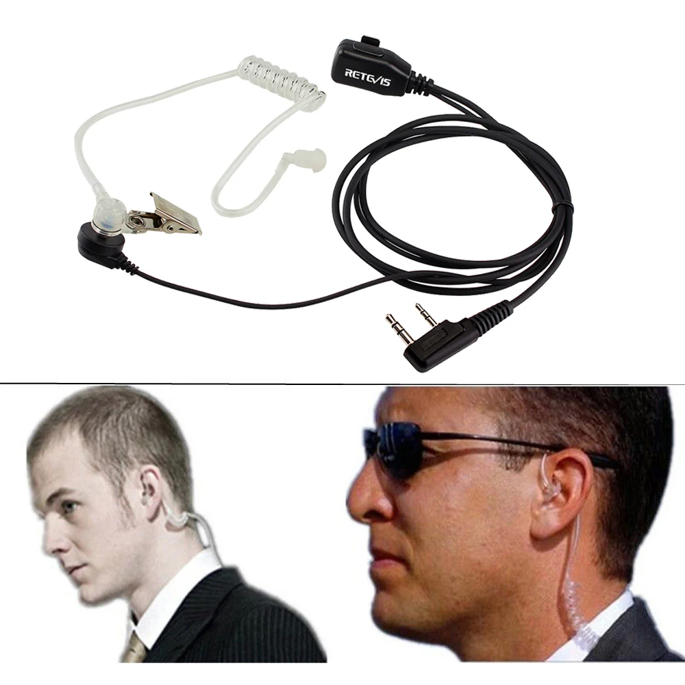 Retevis Walkie Talkie Earpiece 2 Pin Covert Acoustic Tube Two Way Radio