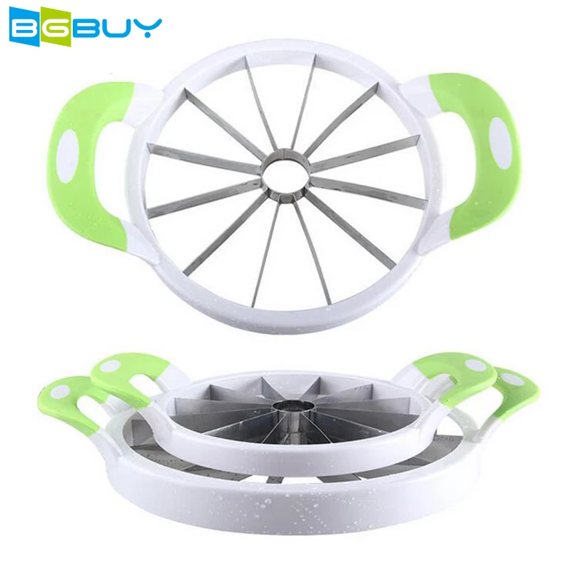 

Extra Large Watermelon Slicer with Comfort Silicone Handle,Home Stainless Steel Fruit Slicer Cutter Peeler for Melon(White)