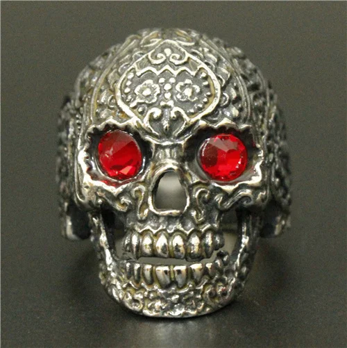 

Fashion Flower Skull Ring Titanium Steel Ring 316L Stainless Steel Skull Party Ring Rock Biker Ring