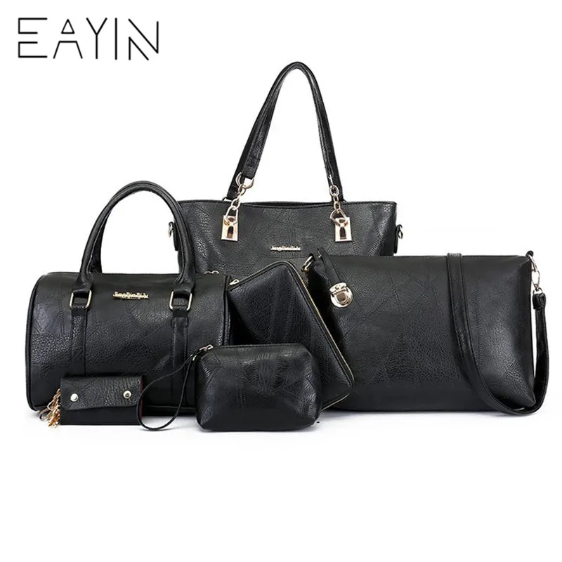 

6PCS/Set Women Leather Handbags Shoulder Bag Fashion Female Totes Bags High Quality Designer Women Bag Bolsa Feminina
