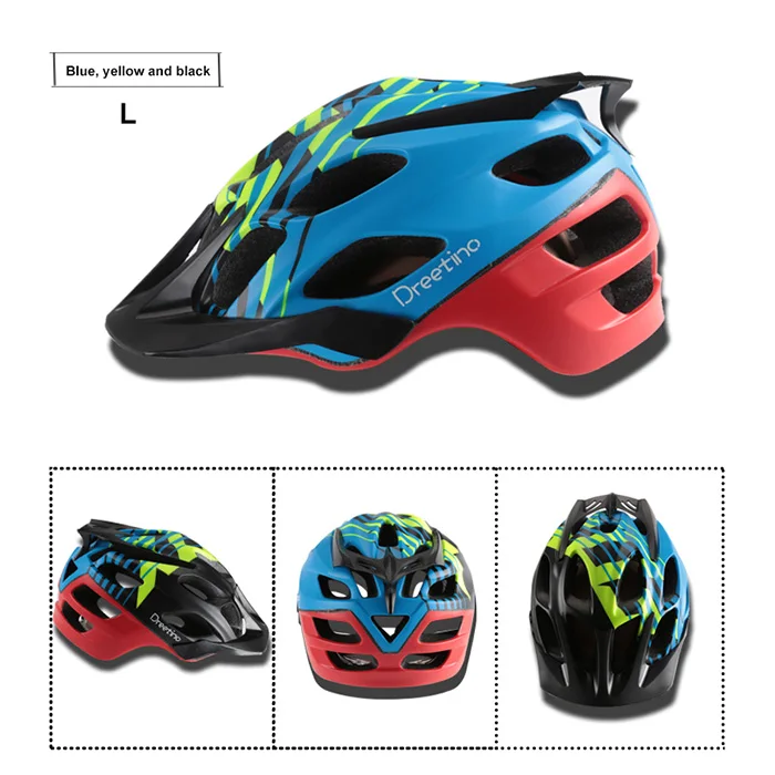 Цветной велосипедный шлем для горного велосипеда флюс руля в форме аэродинамики дорога гоночные шлемы велосипед Велоспорт Сверхлегкий шлем для мужчин - Цвет: Blue Yellow Black L