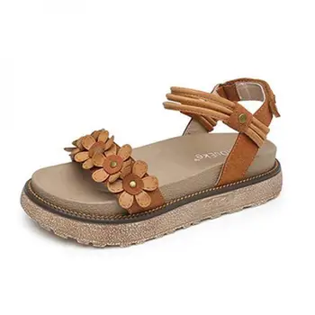 

Women Sandals Platform Flower Wedge Sandals Summer Women Shoes Genuine Leather Roman Sandals lady Slipper Footwear Plus Size 43