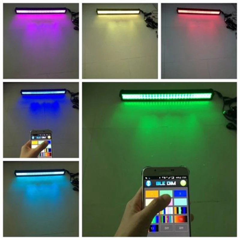 Yait 32 дюймов светодиодный свет бар RGB 5D бар света светодиодный+ RGB СВЕТОДИОДНЫЕ горные фонари комплект Bluetooth Управление с 4 накладки синхронизации для внедорожника